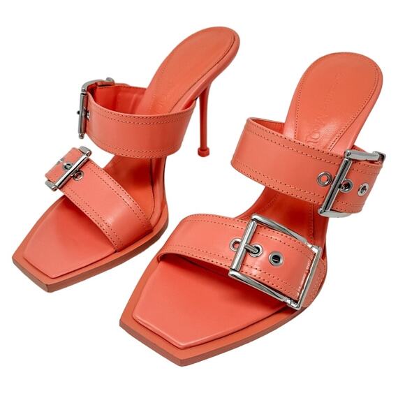 Alexander McQueen Double Buckle Slide Mule Sandals Apricot size 38.5 US8.5 - Picture 8 of 15